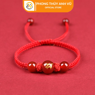 Vòng tết chỉ đỏ tuổi thìn - Chỉ dù đá mã não - may mắn tài lộc bình an - bảo hành 12 tháng