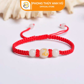 Vòng tết chỉ đỏ tuổi tỵ chất liệu dây dù đá mã não - may mắn tài lộc bình an - Phong Thủy Anh Vũ