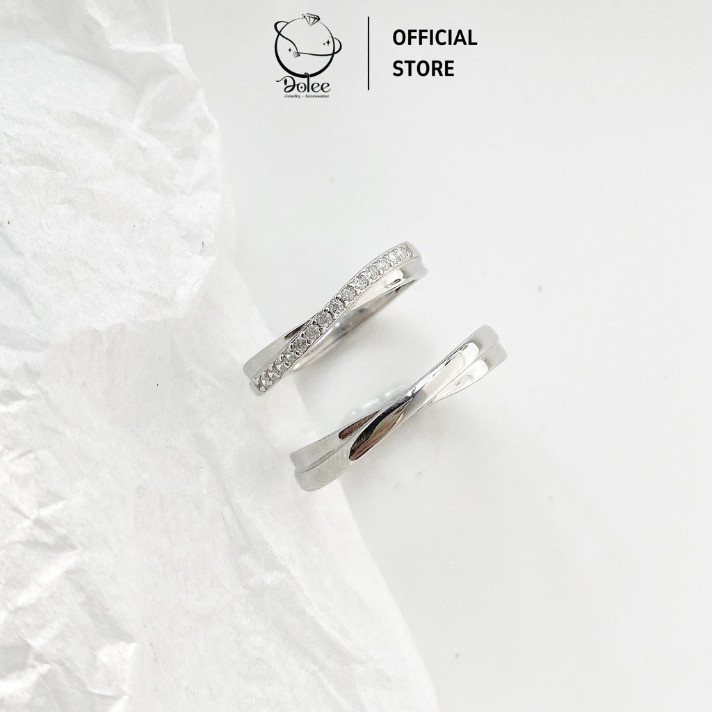 [FREESIZE] Nhẫn đôi nam nữ bạc 925 DoLee Silver tự điều chỉnh size, nhẫn cặp nam nữ freesize đính đá lấp lánh Infinity