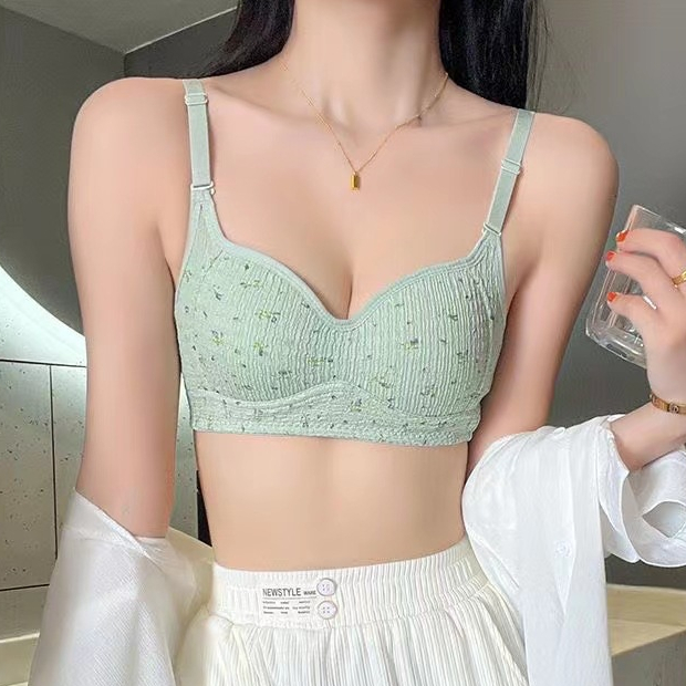 SET 3 Áo Lót Bra Nữ Cotton Gân Tăm Cao Cấp HENISA Mỏng Nhẹ Ôm Form Họa Tiết Hoa Lá Siêu Cute AMN-76 - ảnh 7