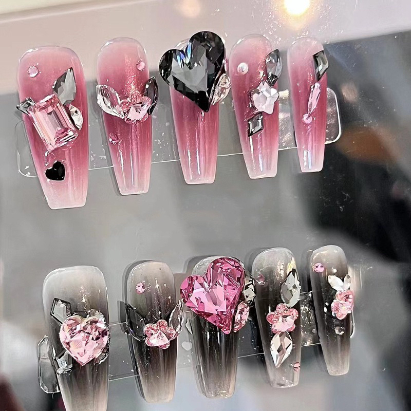Túi 10v đá hình tim (mẫu 2) size 8mm màu ngẫu nhiên trang trí mong