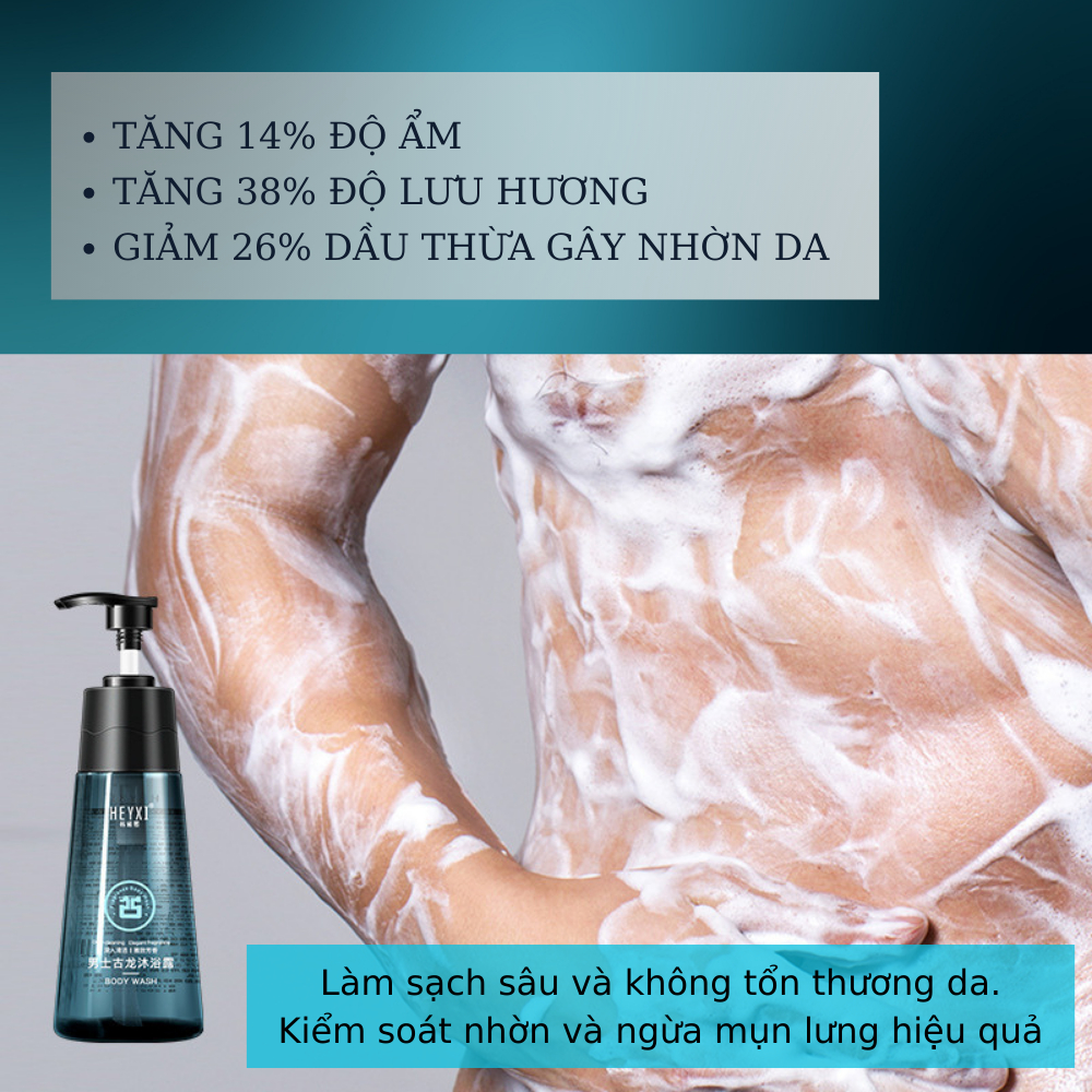 Sữa tắm nước hoa nam Heyxi 350ml, Sữa tắm nam cao cấp giúp da trắng sáng