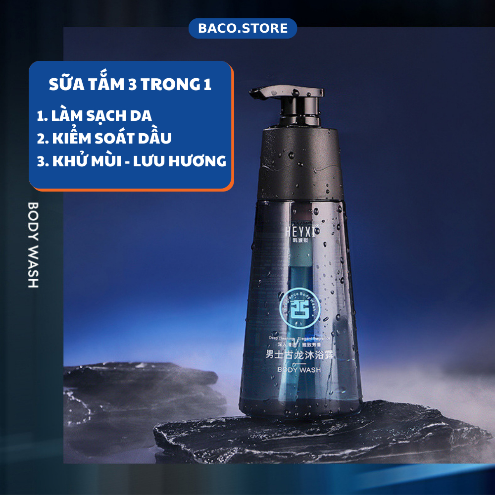 Sữa tắm nước hoa nam Heyxi 350ml, Sữa tắm nam cao cấp giúp da trắng sáng