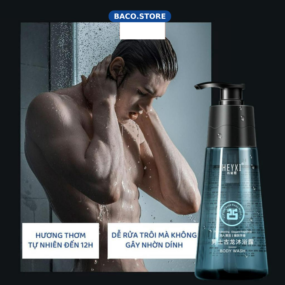 Sữa tắm nước hoa nam Heyxi 350ml, Sữa tắm nam cao cấp giúp da trắng sáng