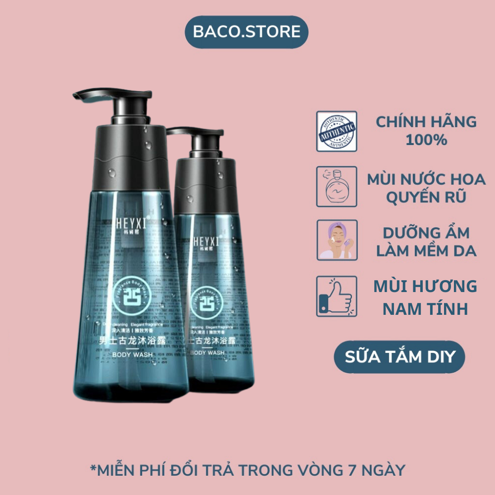 Sữa tắm nước hoa nam Heyxi 350ml, Sữa tắm nam cao cấp giúp da trắng sáng