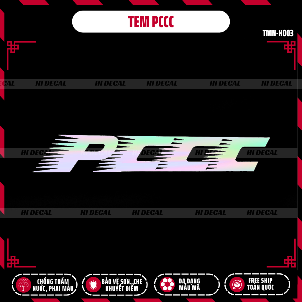 [1 chiếc] Tem PCCC Phản Quang dán xe cho mọi dòng xe | TMN-H003 | Decal cao cấp chống nước, chống phai màu