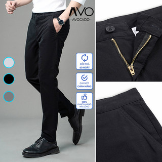 Quần Kaki dài Nam CAO CẤP Chất Đẹp Dáng Âu Co Dãn Slimfit màu đen xanh dáng ôm gọn, đứng form cao cấp Avocado