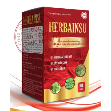 Viên uống hỗ Hỗ trợ giảm đường huyết HERBAINSU ( Nano cam thảo đất, thìa canh ) - chuyển hóa đường ,chỉ số đường huyết