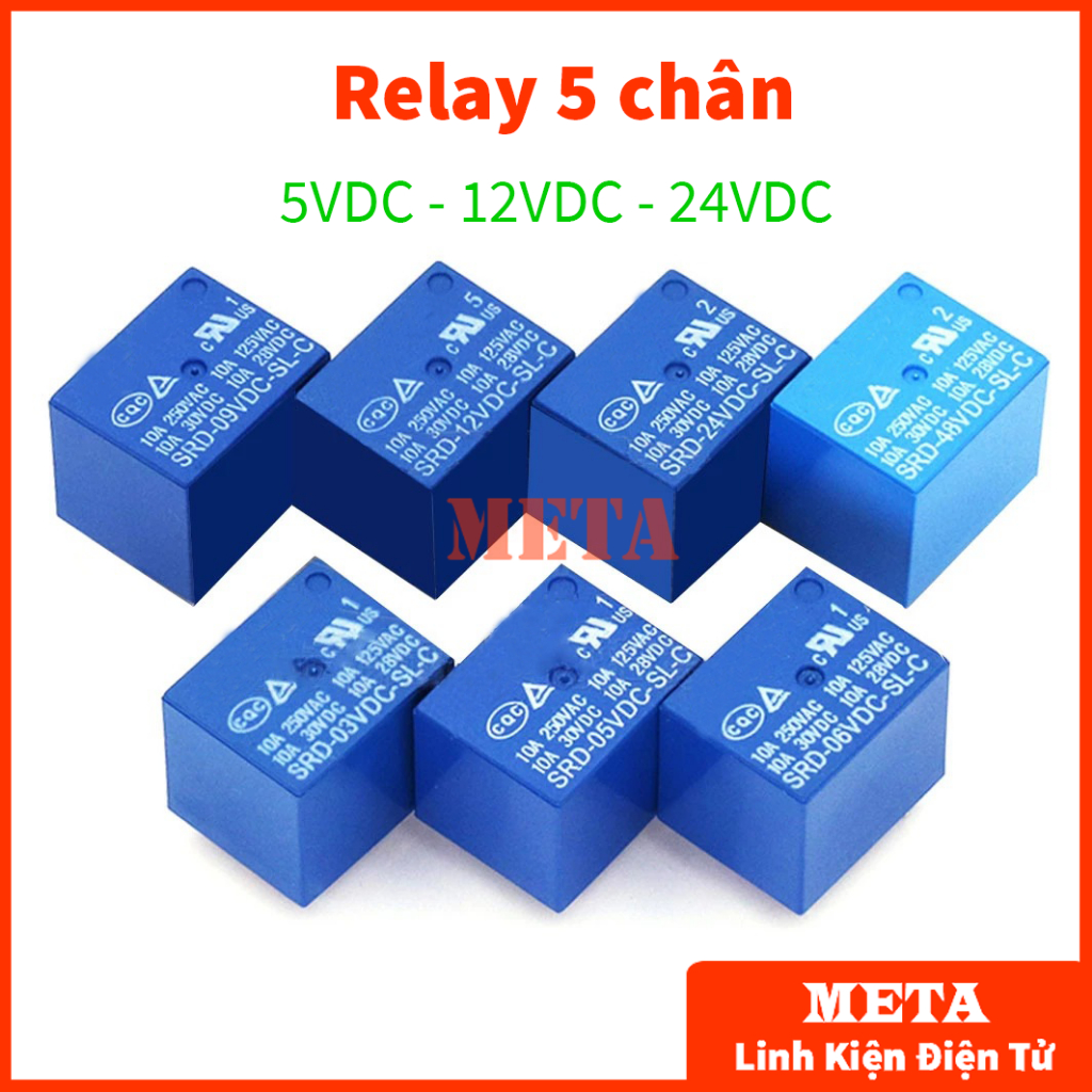 Relay 5 Chân 5V 12V 24V 10A, Rơ Le 5 Chân 10A, Role 5 chân Shopee