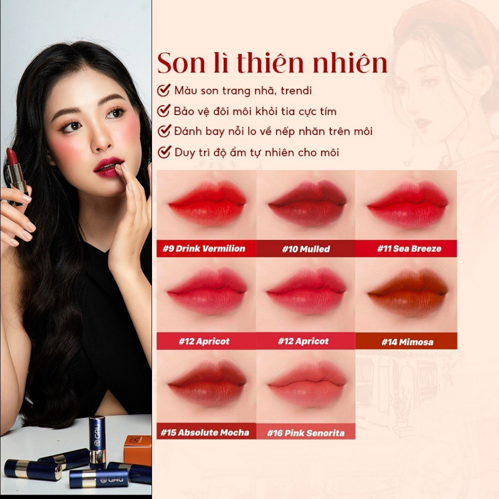 Son Lì Tự Nhiên #11 ĐỎ HỒNG Chính hãng Không Chì Lâu Trôi Ăn Được GAU HAVE A GOOD MEAL  - Dạng Thỏi