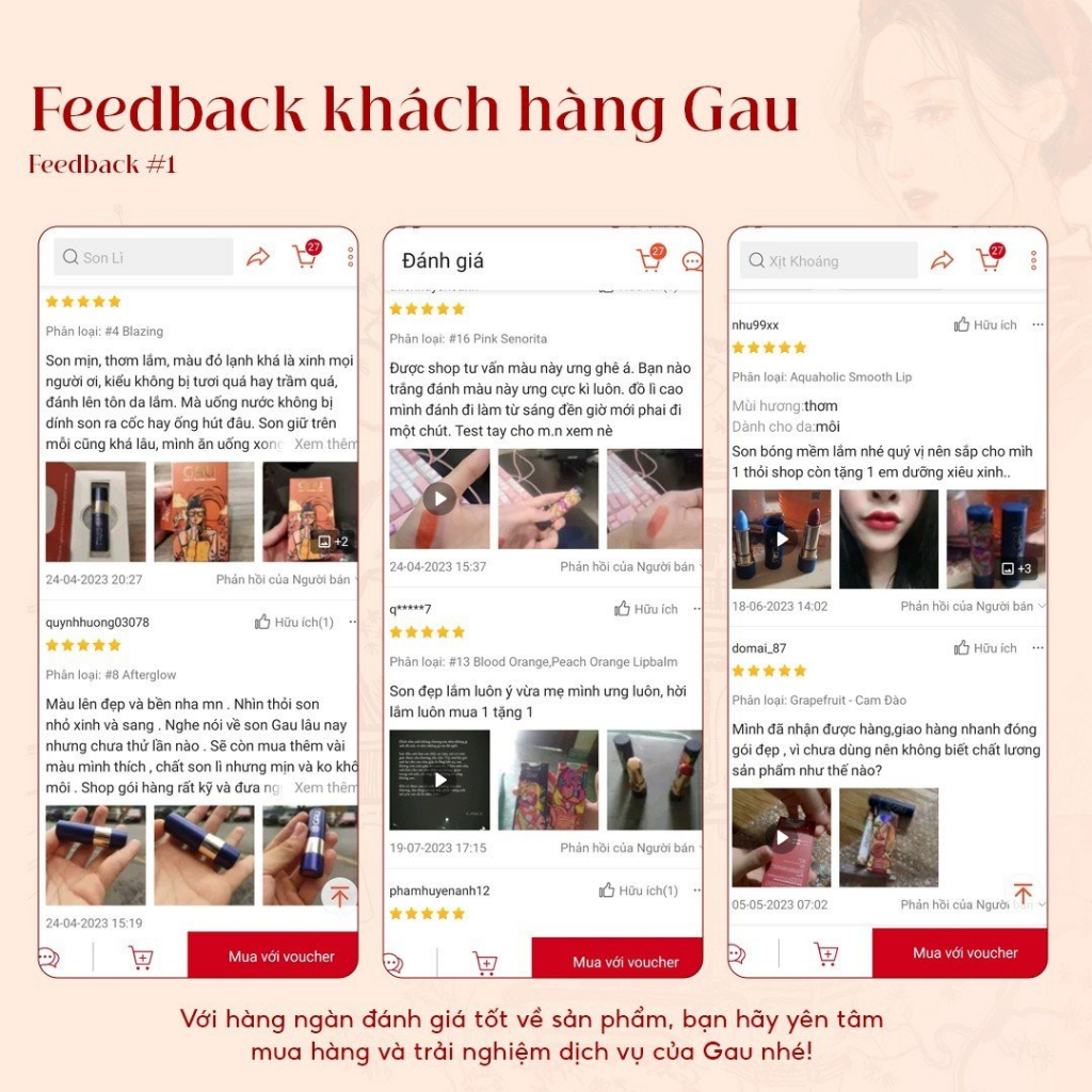 Son Lì Tự Nhiên #13 Cam đỏ Chính hãng Không Chì, Lâu Trôi An Toàn GAU HAVE A GOOD MEAL  - Dạng Thỏi