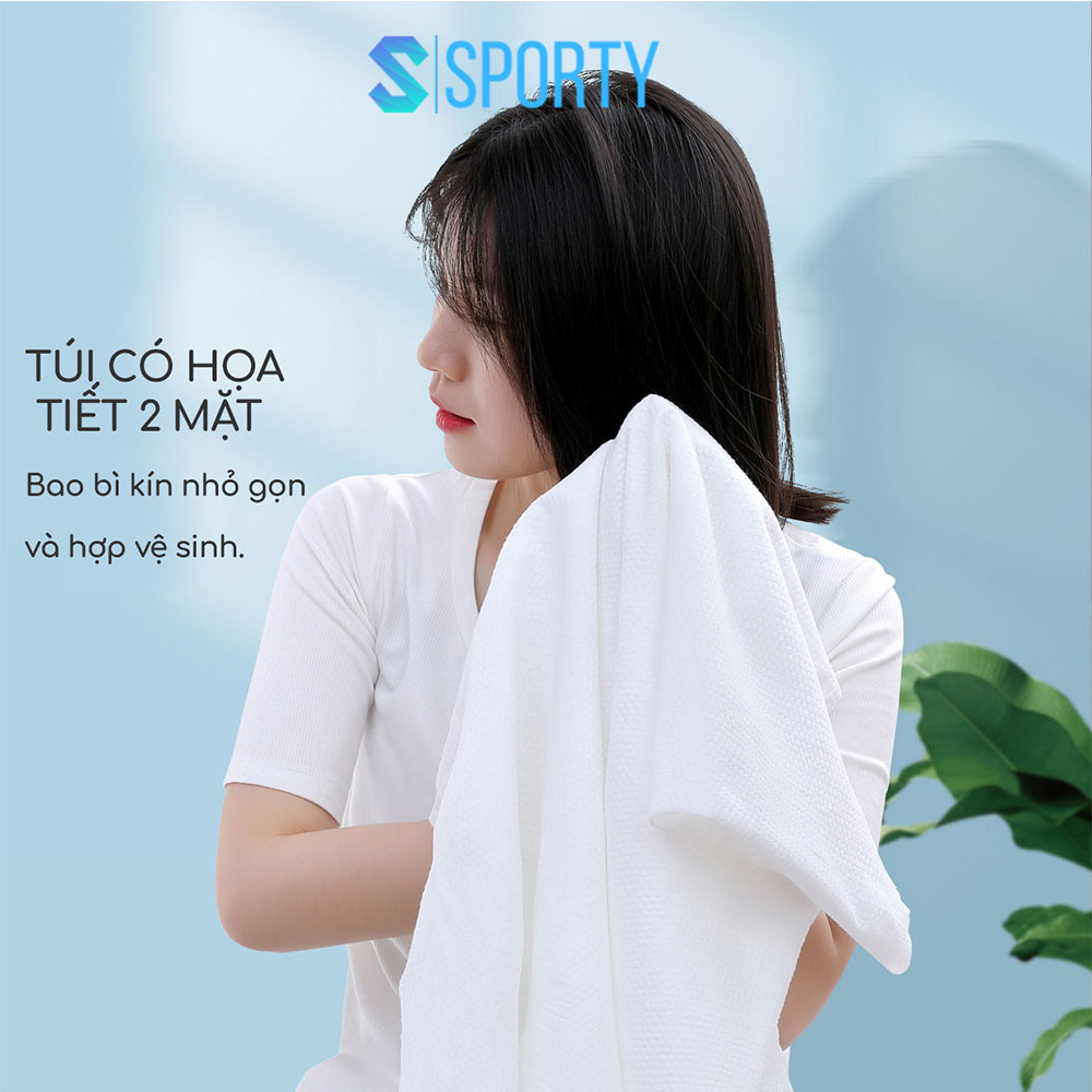 Khăn tắm và khăn mặt SPORTY nhỏ gọn làm từ vải không dệt thấm hút nhanh, tái sử dụng nhiều lần