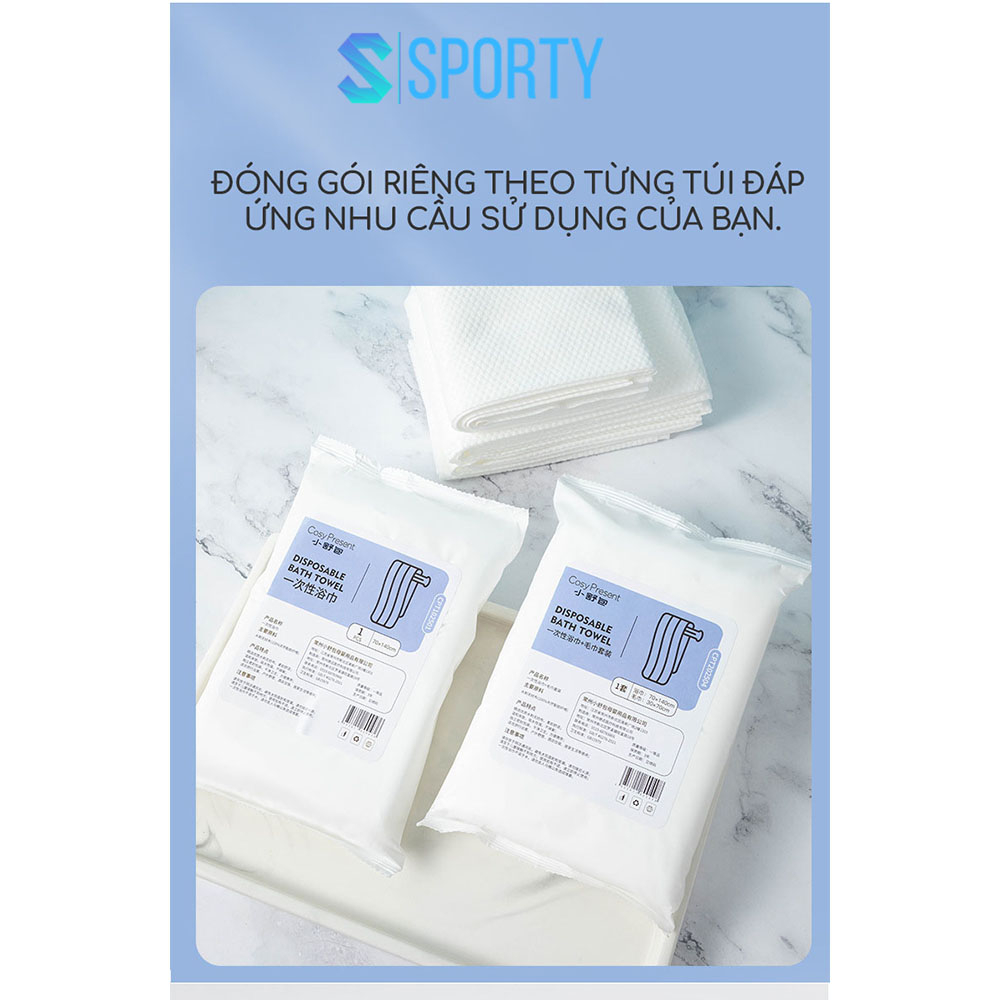Khăn tắm và khăn mặt SPORTY nhỏ gọn làm từ vải không dệt thấm hút nhanh, tái sử dụng nhiều lần
