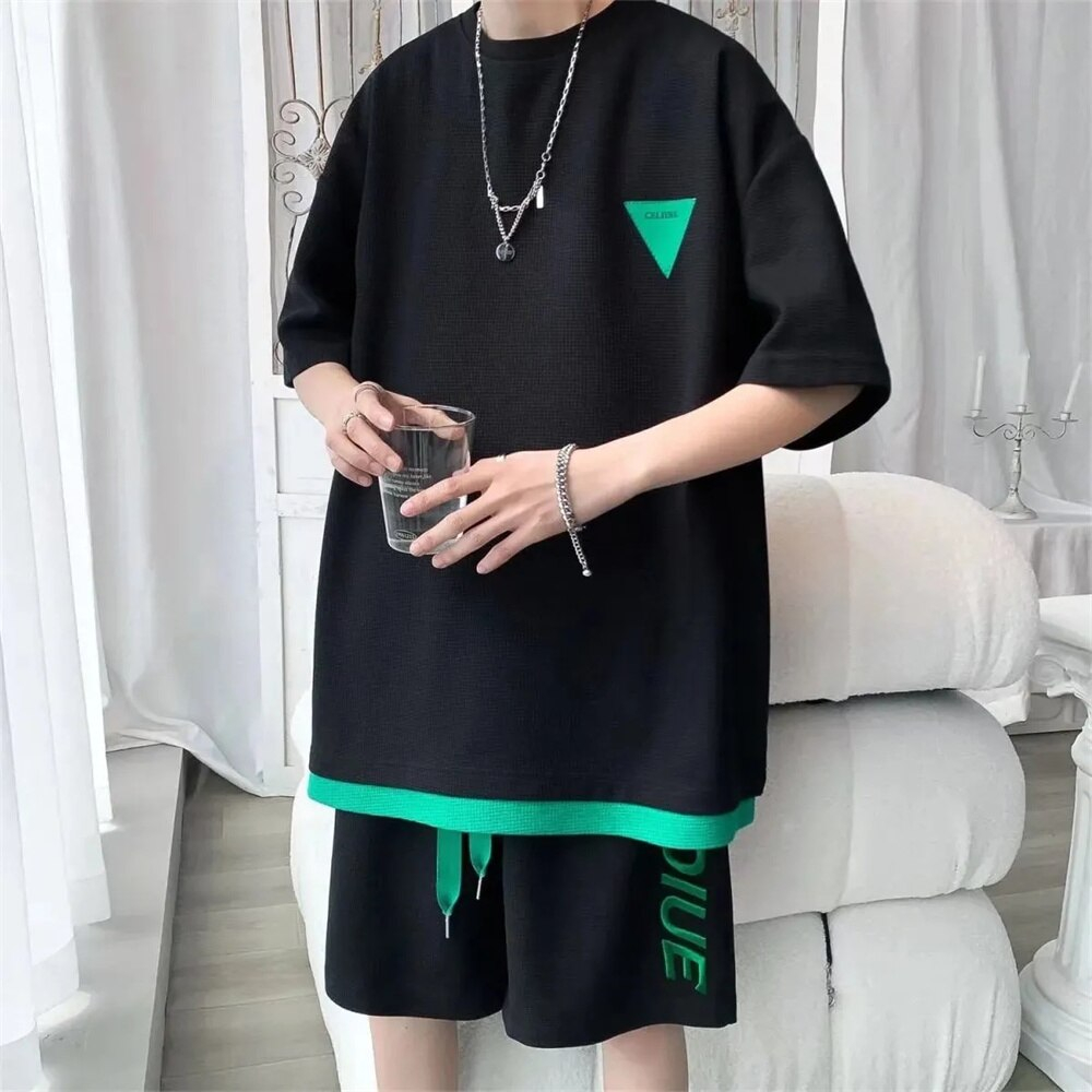 Set đồ bộ HappyFamily in logo tam giác năng động chất cotton 100 cao cấp