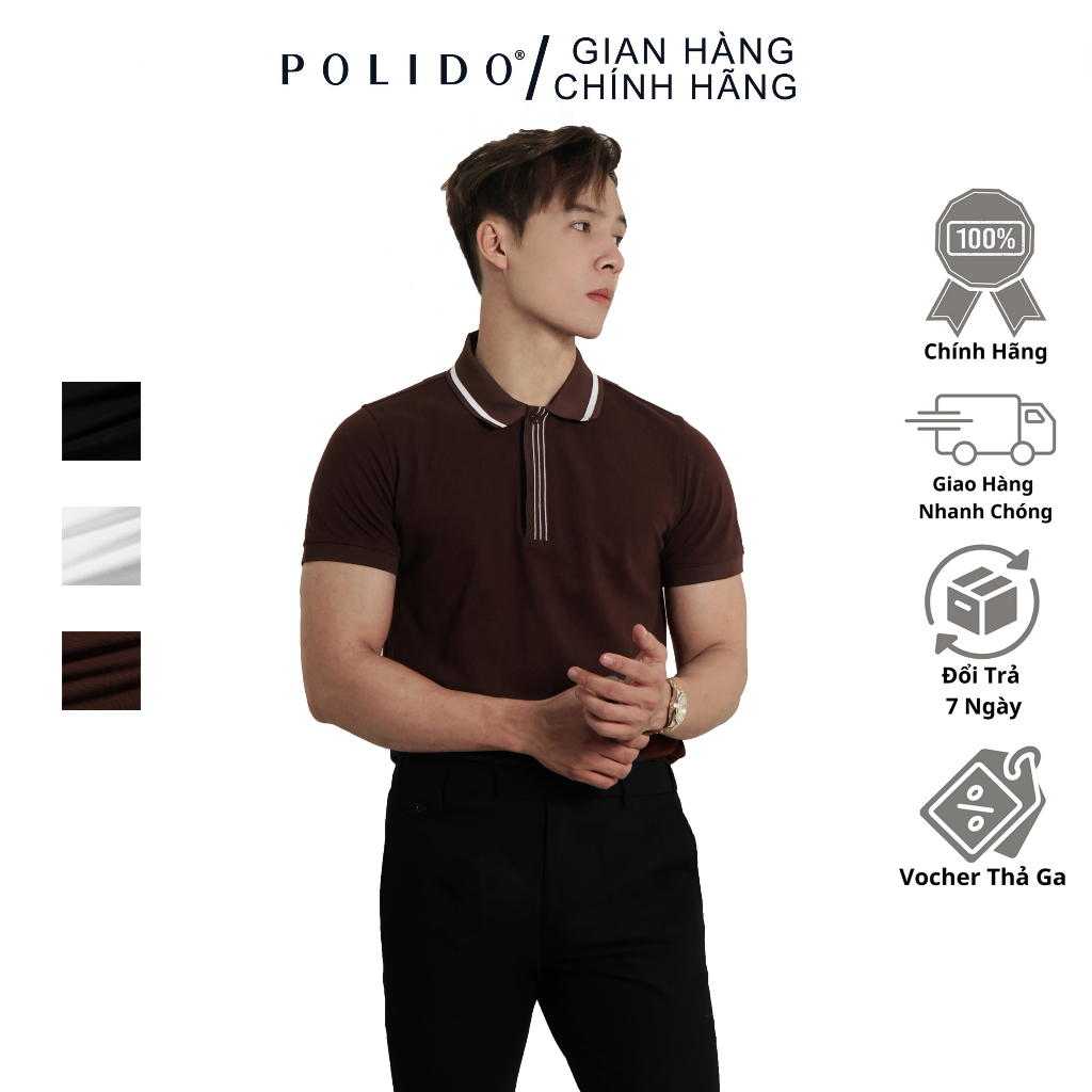 Áo Polo Nam Phối Nẹp Có Sọc Polido Form Áo Slimfit Kiểu Dáng Dễ Mặc Thời Trang Nam Lịch Lãm Hiện Đại Phong Cách Retro