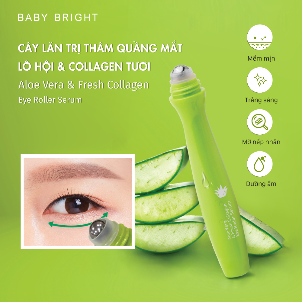 Ảnh Cây Lăn Mắt Lô Hội Và Collagen Tươi Baby Bright Aloe Vera & Fresh Collagen Eye Roller Serum 15ml 3