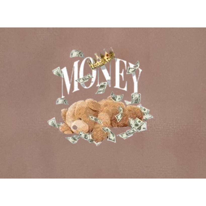 HÌNH ỦI ÉP NHIỆT logo GẤU MONEY IN ÁO.MẦU SẮC ẤN TƯỢNG- Hàng thiết kế .IN ỦI TRỰC TIẾP BẰNG BÀN LÀ.BÀN ỦI [khuyến
