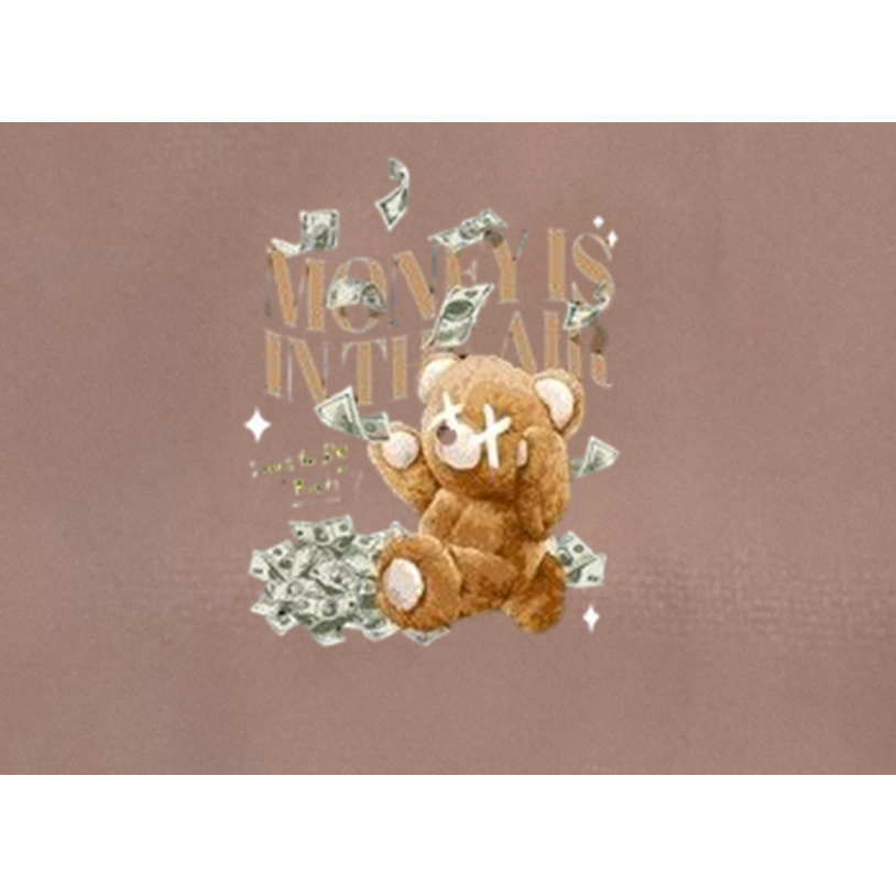 HÌNH ỦI ÉP NHIỆT logo GẤU MONEY IN ÁO.MẦU SẮC ẤN TƯỢNG- Hàng thiết kế .IN ỦI TRỰC TIẾP BẰNG BÀN LÀ.BÀN ỦI [khuyến