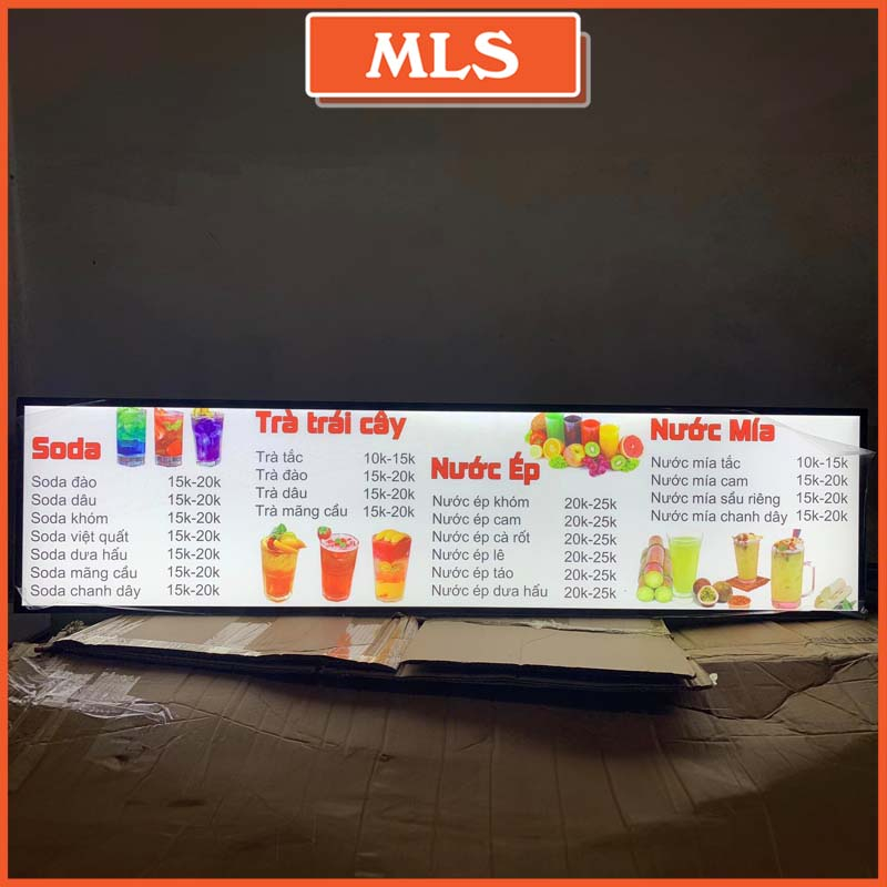 Menu hộp đèn kích thước 30x120, hộp đèn quảng cáo, hộp led menu, khung ...