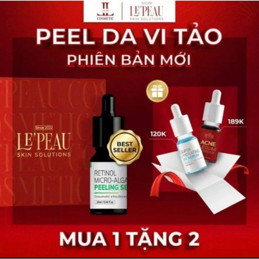 Ảnh MPeel Da Retinol Vi Tảo 10ml, Tinh Chất Tái Tạo Da Sinh Học Căng Bóng Chính Hãng, Tặng Kèm Serum Mụn và SRM - LE'PEAU m 1