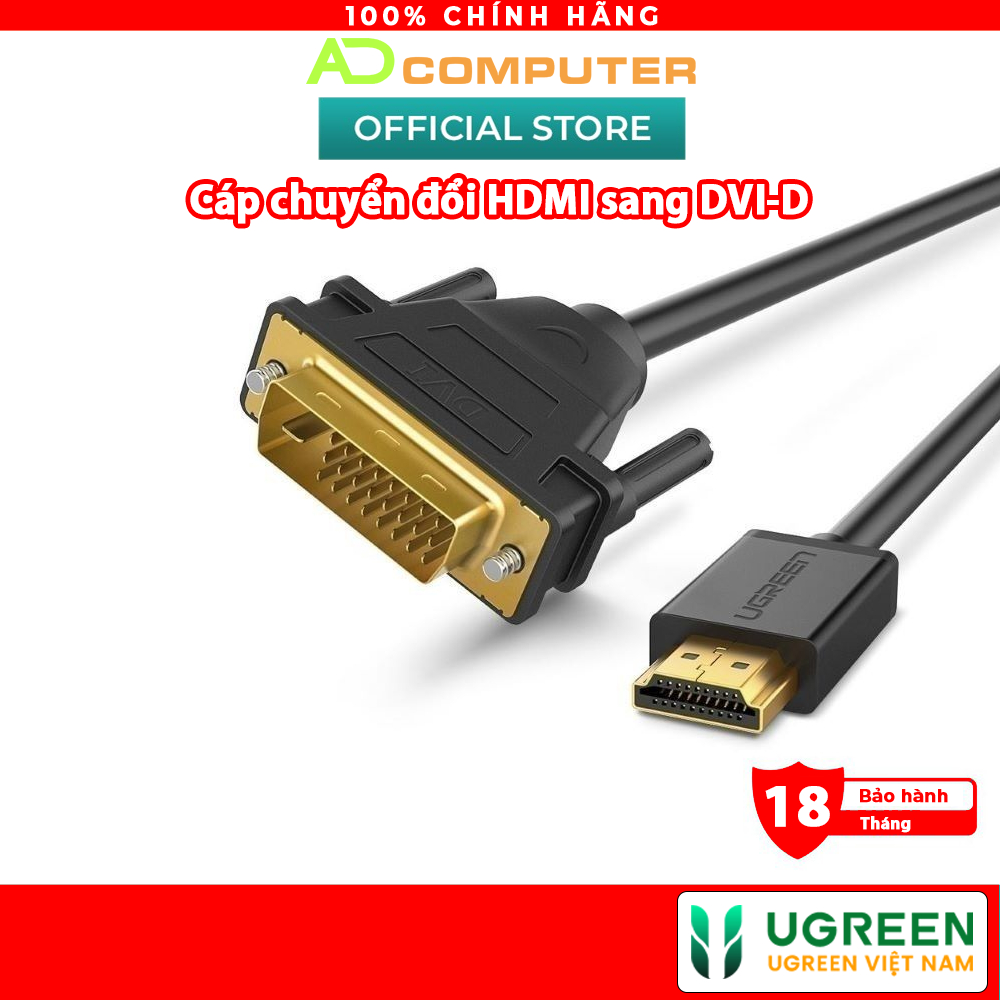 Cáp chuyển đổi HDMI sang DVI-D 24+1 dạng dây tròn UGREEN HD106 - Hàng ...