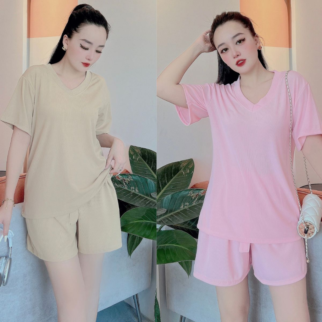 Đồ Bộ Mặc Nhà Nữ Bigsize ESHOP Quần Lửng Ngố Thun Gân Cotton Co Giãn Thể Thao Trung Niên DB48
