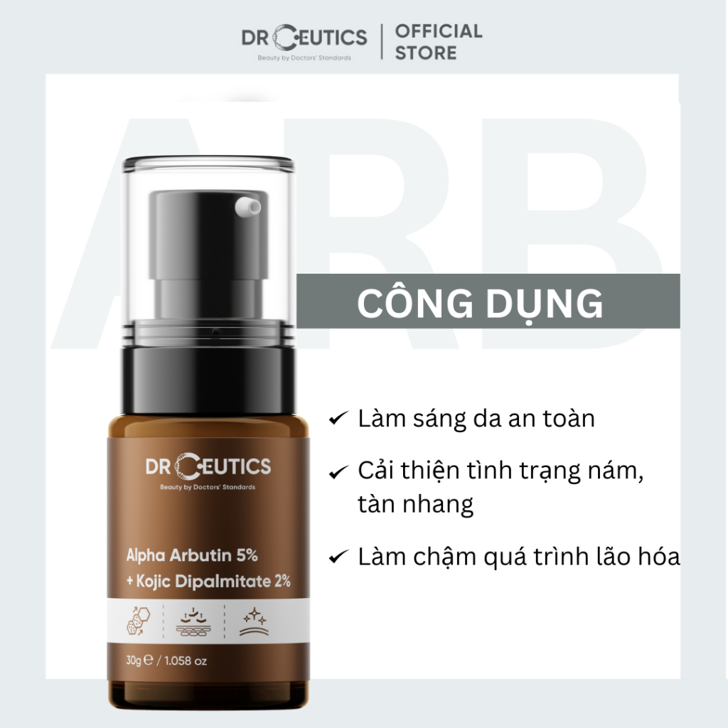 Ảnh DrCeutics Tinh Chất Alpha Arbutin Làm Sáng Da Mờ Nám Alpha Arbutin 5% Và Kojic Dipalmitate 2% (30gram) 2