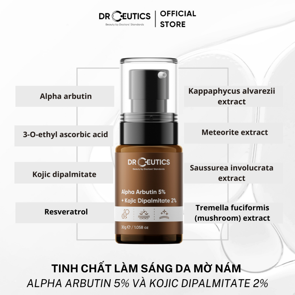Ảnh DrCeutics Tinh Chất Alpha Arbutin Làm Sáng Da Mờ Nám Alpha Arbutin 5% Và Kojic Dipalmitate 2% (30gram) 3