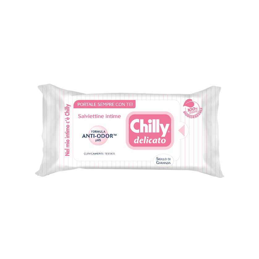 Ảnh Khăn lau phụ khoa Chilly Delicato Salviettine Intime Anti-Ddor chiết xuất lô hội dưỡng mềm mại, sạch dịu êm gói 12 tờ 2