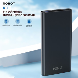 Pin sạc dự phòng RT11 10000 mAh sạc nhanh 20W  chính hãng ROBOT bảo hành 12 tháng