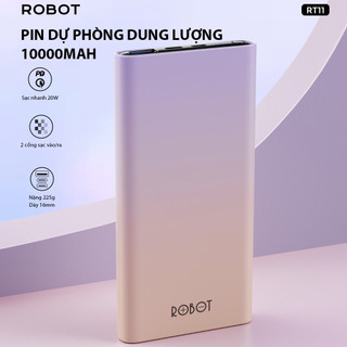 Pin sạc dự phòng RT11 10000 mAh sạc nhanh 20W  chính hãng ROBOT bảo hành 12 tháng