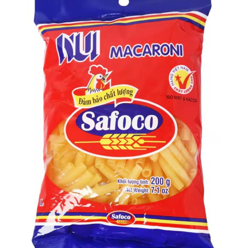 Nui vàng sợi dài dai Safoco gói 200g (macaroni) - Nui Safoco Ngon 200g ...
