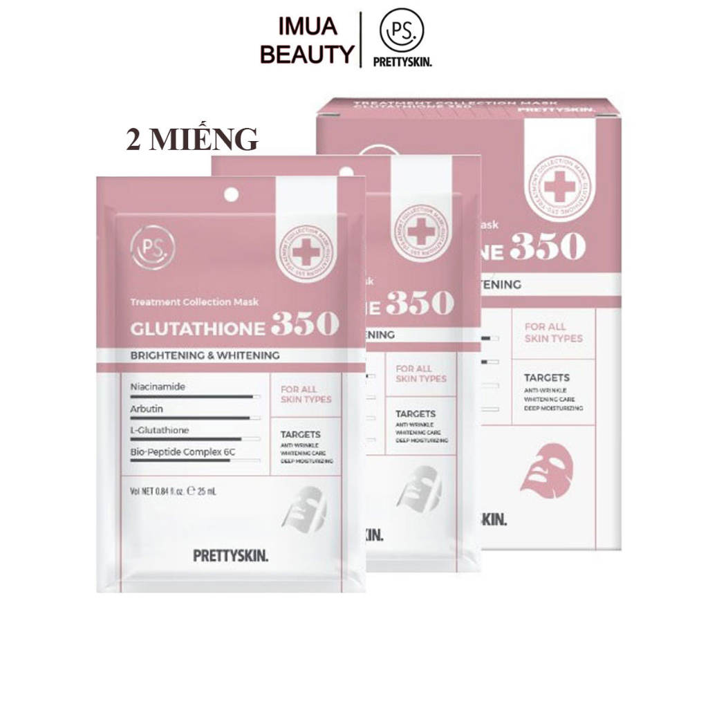 glutathione mặt nạ truyền trắng mờ nếp nhăn Pretty Skin 350 miếng 25g Mặt Nạ Dưỡng Sáng, Làm