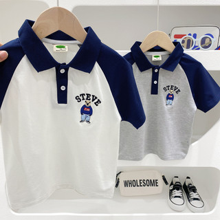 Áo thun Polo kẻ cho bé trai hàng Quảng Châu hình cực yêu Áo cổ bẻ cho bé trai Phương Kid - A12