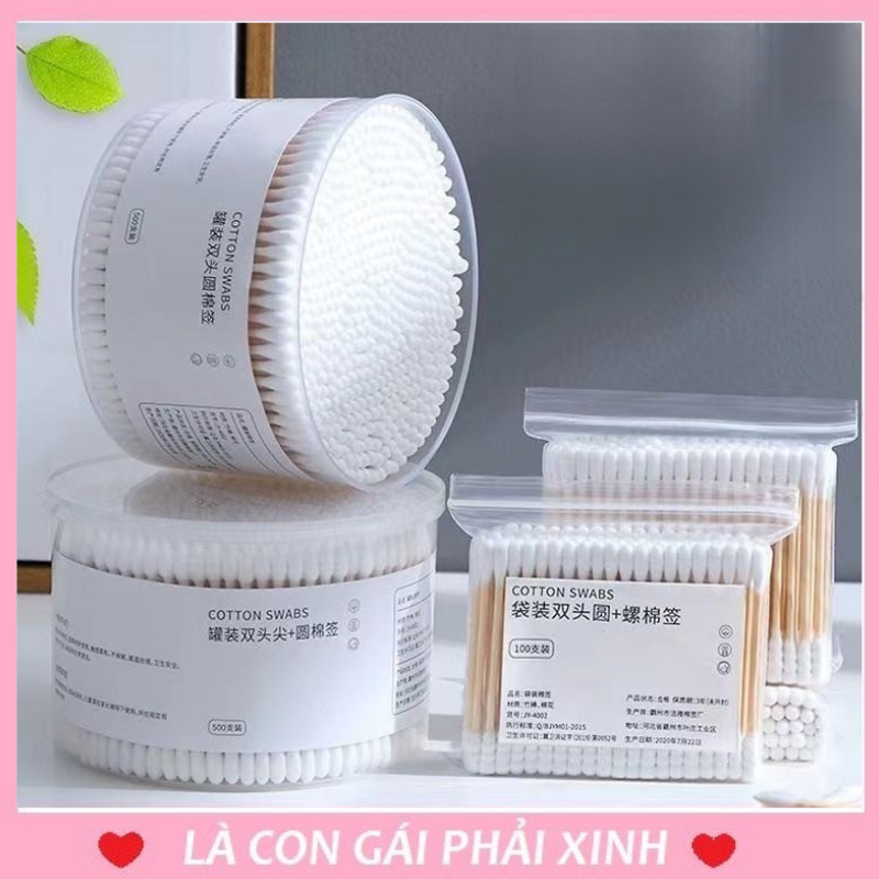 Hộp 500 Cây Tăm Bông Ráy Tai, Tăm Bông Ráy Tai Cao Cấp Thân Gỗ Mềm Mại ...