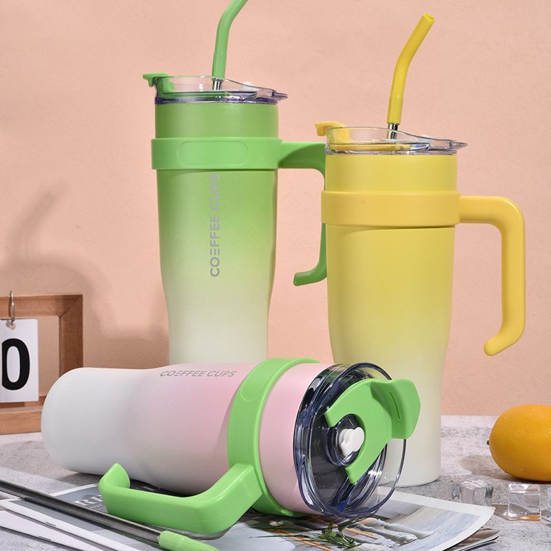Cốc giữ nhiệt COSTA dung tích 1200ML cốc coffeecup inox 304 thời trang có ống hút và tay cầm tặng kèm sticker trang trí | BigBuy360 - bigbuy360.vn
