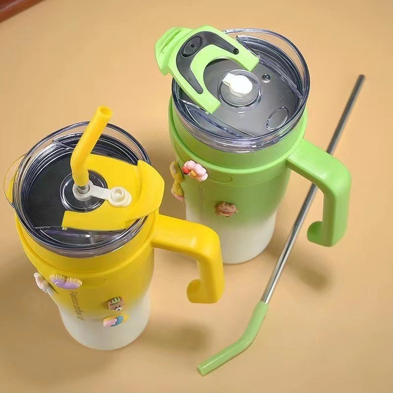 Cốc giữ nhiệt COSTA dung tích 1200ML cốc coffeecup inox 304 thời trang có ống hút và tay cầm tặng kèm sticker trang trí | BigBuy360 - bigbuy360.vn