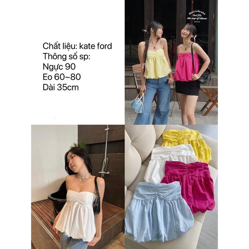 Áo ống nhíu ngực 4 màu xinh xắn Origi top