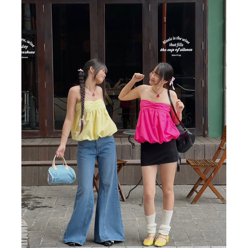 Áo ống nhíu ngực 4 màu xinh xắn Origi top