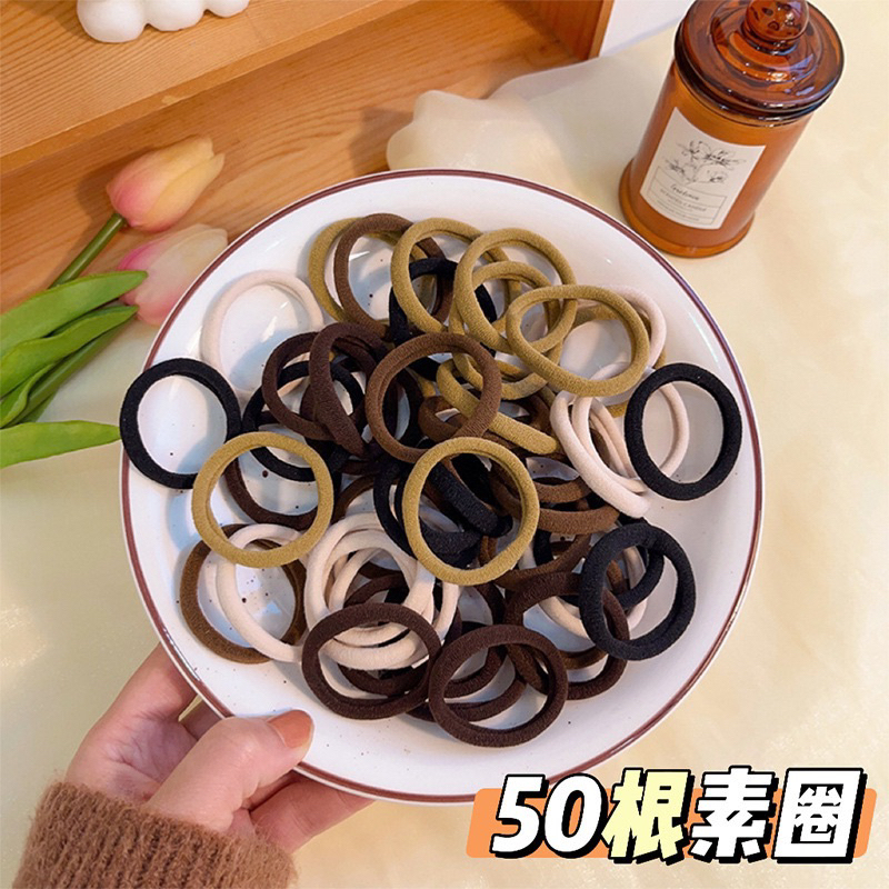 Set 20/ 100 Sợi Thun Cột Tóc Bằng Vải Co Giãn Không Đường May Nhiều Màu Sắc Phụ Kiện Tóc Nữ Và Bé Gái