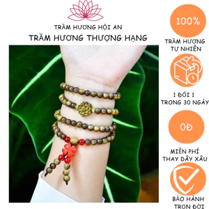 Chuỗi hạt trầm tốc 108 6ly mix charm đá xanh, đỏ, trắng, vàng, giành cho nữ-Bình an thanh lịch.