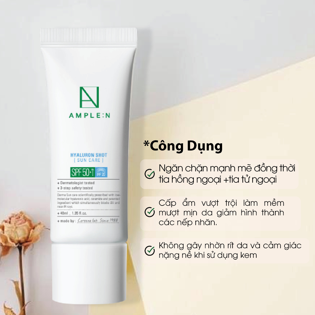 Ảnh Kem Chống Nắng Cấp Ẩm Dành Cho Da Khô AMPLE:N Hyaluronshot Suncare SPF50+/PA+++ 2