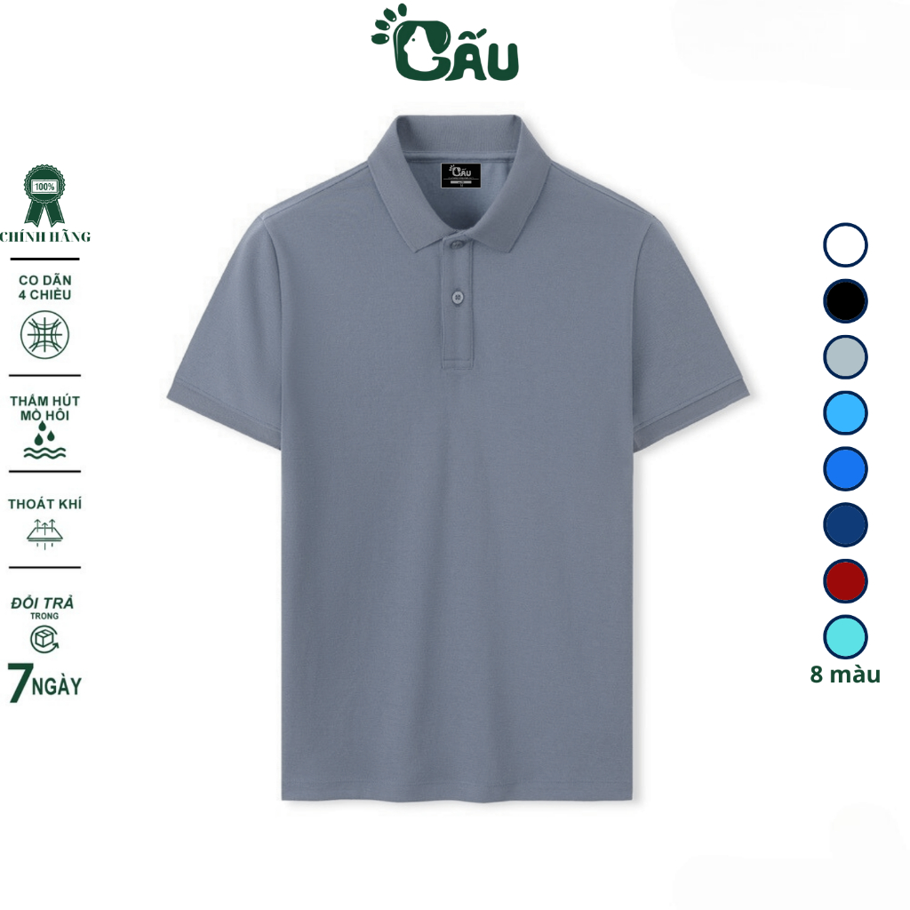 Ảnh Áo thun nam POLO GẤU 194 vải cá sấu mè, co dãn 4 chiều dày dặn form gerular fit - PL Mè 4