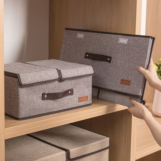 Hộp Vải Đựng Đồ 2 Ngăn Gấp Gọn Sắp Xếp Tủ Quần Áo, Hộp Vải Đựng Quần Áo Đa Năng Tiện Lợi Có Nắp 88412