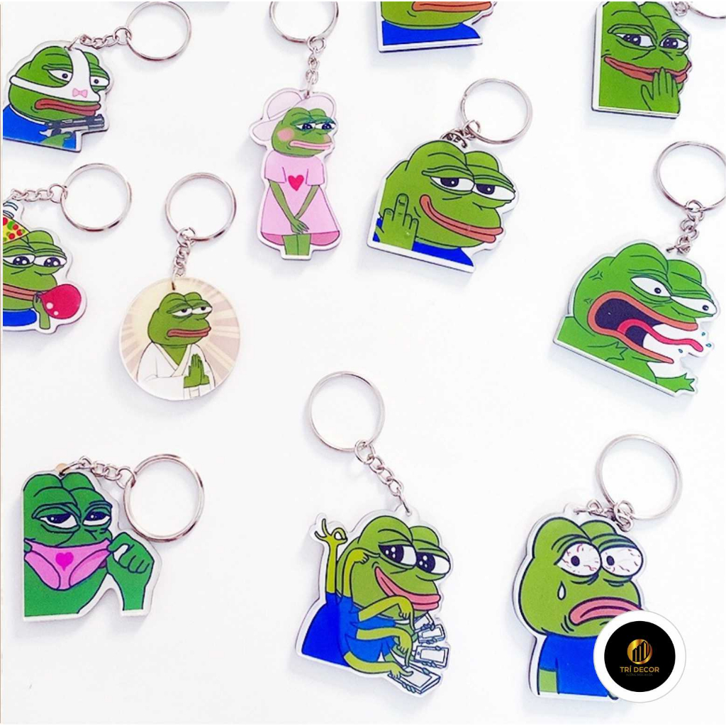 Móc khoá mica ếch xanh Pepe sad frog siêu bựa dành cho vozer
