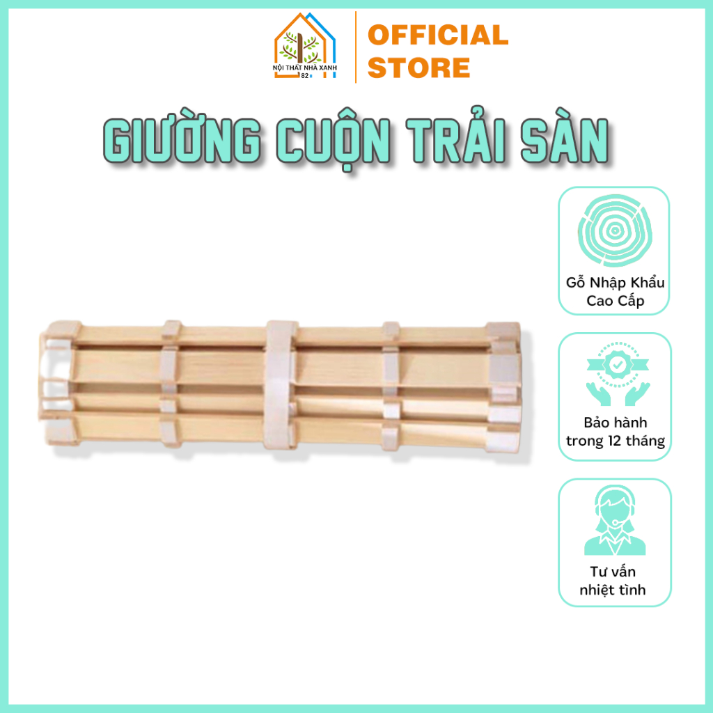 Giường Cuộn Nội Thất Nhà Xanh 82 - Giường Cuộn Trải Sàn Có Mùi Thơm Tự Nhiên, Gỗ Bền Bỉ Cao Cấp, Hút Ẩm Cao