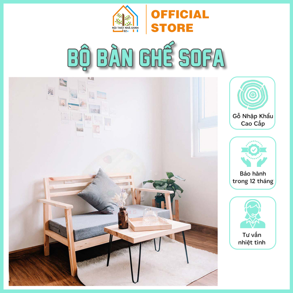 Bộ Bàn Ghế Sofa Nội Thất Nhà Xanh 82 - Bộ Bàn Ghế Được Làm Từ Gỗ Tự Nhiên, Có Độ Bền Lâu Cao, Dễ Dàng Làm Sạch