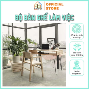 Bàn Ghế Làm Việc Nội Thất Nhà Xanh 82 - Bộ Bàn Ghế Với Màu Sắc Tự Nhiên, Nhỏ Gọn, Dễ Di Chuyển Và Bền Với Thời Gian