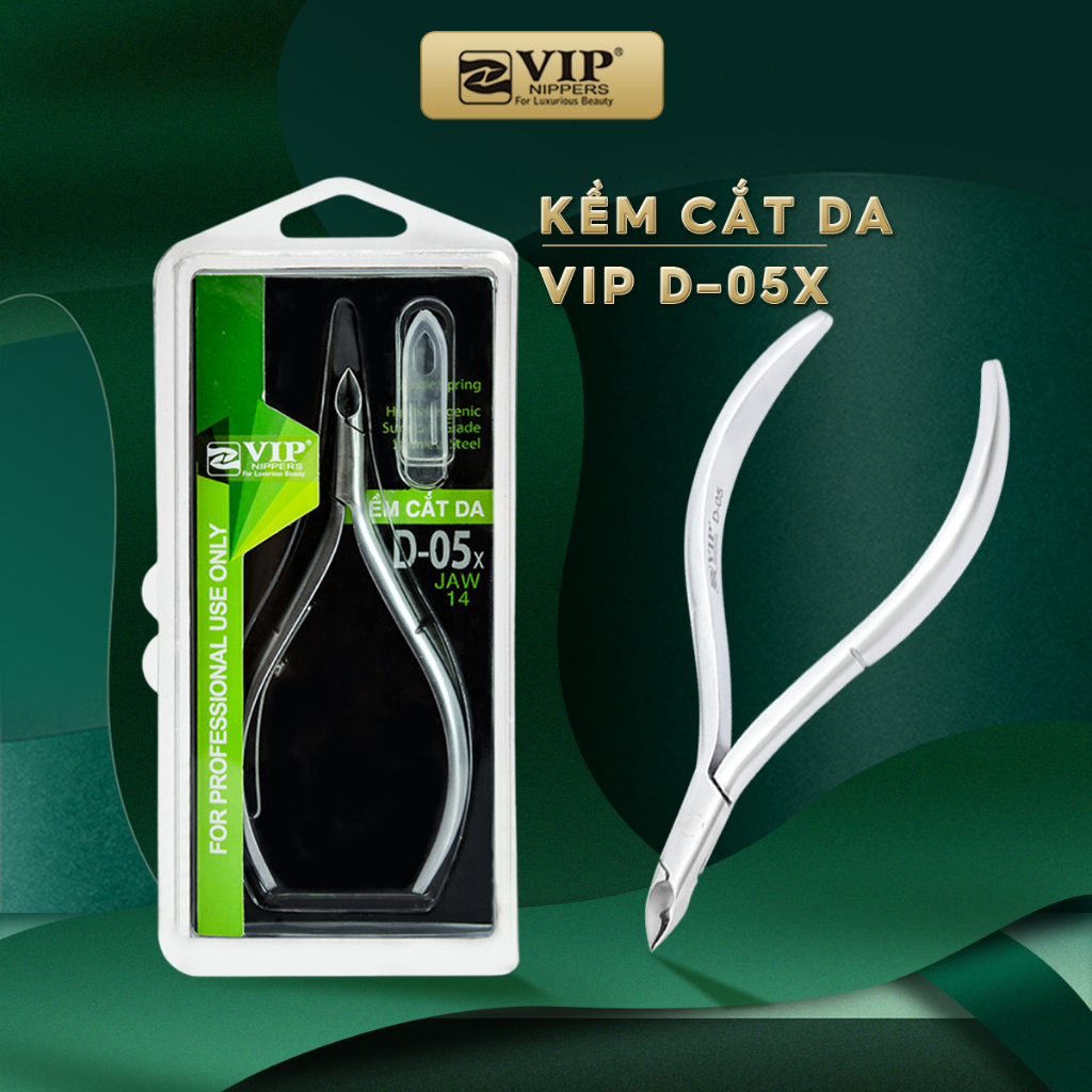 Kềm Cắt Da VIP cao cấp, Thép Không Rỉ (INOX), mang tròn, D-05x/v (1 chống, 2 chống)