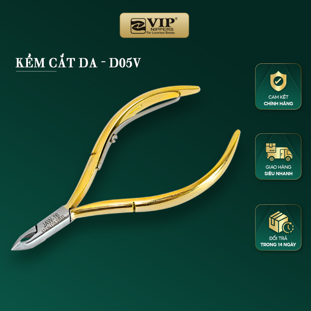 Kềm Cắt Da VIP cao cấp, Thép Không Rỉ (INOX), mang tròn, D-05x/v (1 chống, 2 chống)